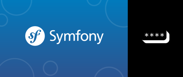 A header for the tutorial, a rectangle, two thirds of thie background is blue, the rest is black. On the blue is the Symfony logo and white text label Symfony. On the Black part is Vonage's Verify Icon.